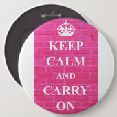 Houd Kalm & draag Roze Ronde Button 6,0 Cm (Voorkant /achterkant)