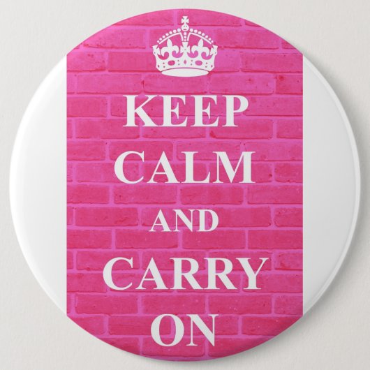 Houd Kalm & draag Roze Ronde Button 6,0 Cm (Voorkant)