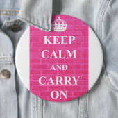 Houd Kalm & draag Roze Ronde Button 6,0 Cm (In situ)