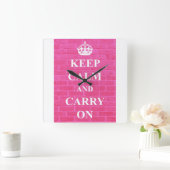 Houd Kalm & draag Roze Vierkante Klok (Huis)