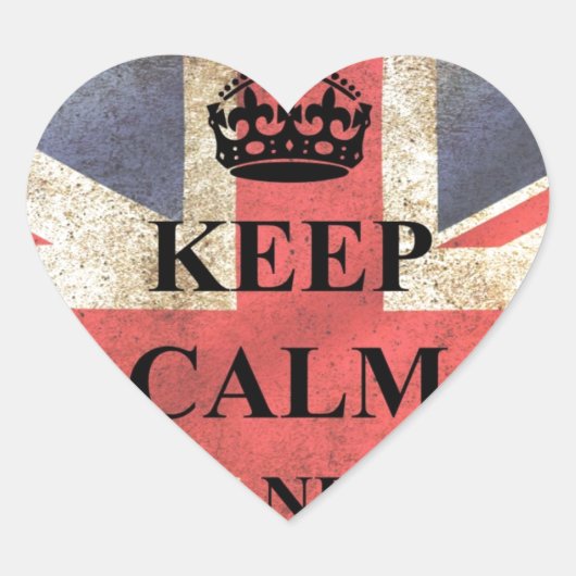 Houd Kalm dragen Britse Vlag Hart Sticker (Voorkant)
