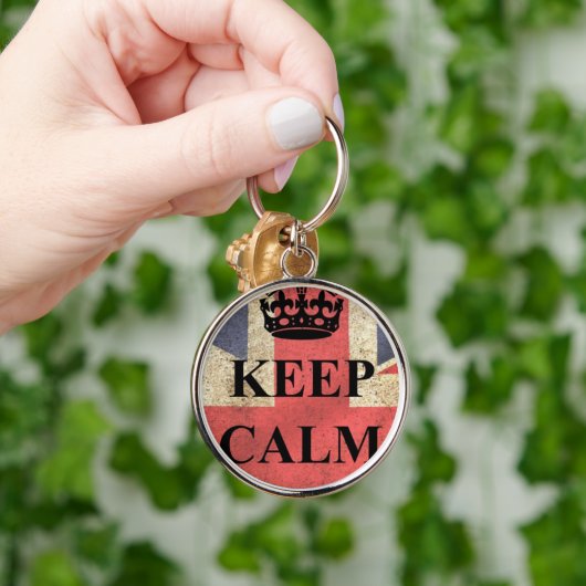 Houd Kalm dragen Britse Vlag Sleutelhanger (Hand)