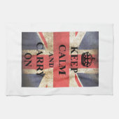 Houd Kalm dragen Britse Vlag Theedoek (Horizontaal)