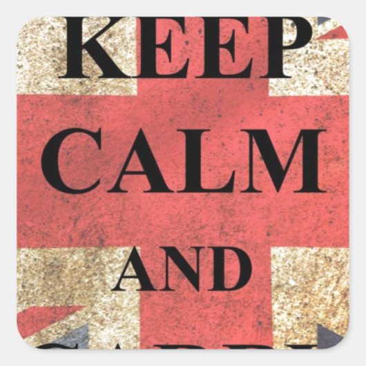 Houd Kalm dragen Britse Vlag Vierkante Sticker (Voorkant)
