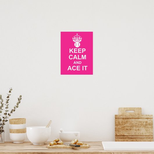 Houd kalm en ace Het Poster in Roze (Keuken)
