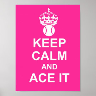 Houd kalm en ace Het Poster in Roze
