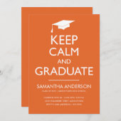 Houd Kalm en Afstuderen Uitnodiging - Oranje (Voorkant / Achterkant)