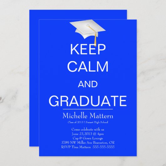 Houd kalm en Afstuderen Uitnodigingen (Voorkant / Achterkant)