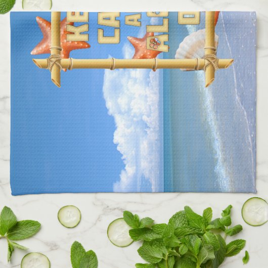 Houd Kalm en Aloha Theedoek (Gevouwen)