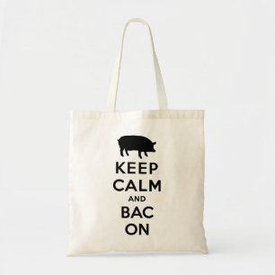 Houd kalm en bacon tote bag