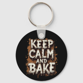 Houd kalm en bak leuke recepten voor elke bakker sleutelhanger