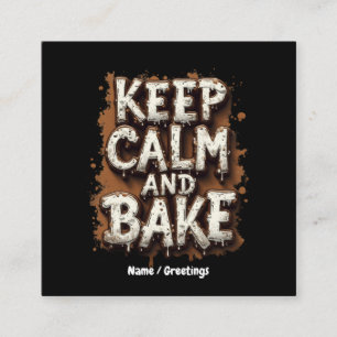 Houd kalm en bak leuke recepten voor elke bakker vierkante visitekaartje