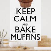 Houd kalm- en bake-muffins poster (Keuken)
