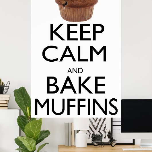 Houd kalm- en bake-muffins poster (Thuiskantoor)