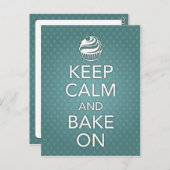 Houd kalm en bake op de Ontvangstkaart Blauwgroen Briefkaart (Voorkant / Achterkant)