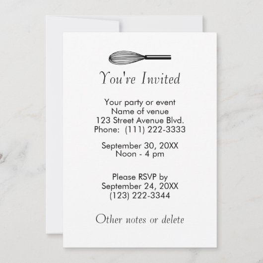 Houd kalm en bake op de uitnodigingen (Achterkant)