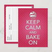 Houd kalm en bake op Recipse Card Pink Briefkaart (Voorkant / Achterkant)