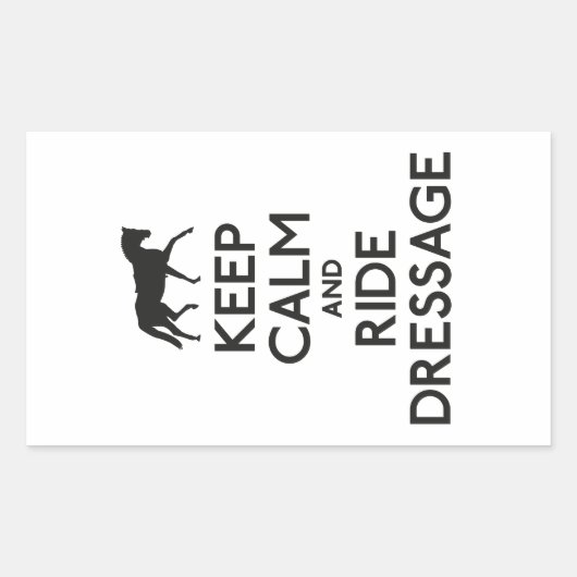 Houd kalm en berijd rechthoekige sticker (Voorkant)