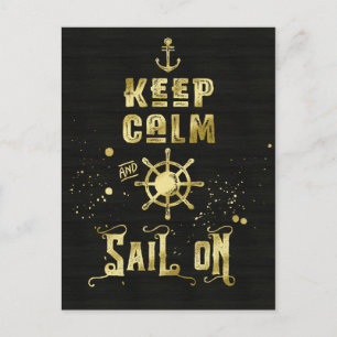 Houd kalm en bespaar bij de Gold Helm Anchor Typog Briefkaart