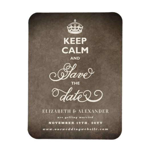 Houd kalm en bespaar de datum van het papier magneet (Verticaal)