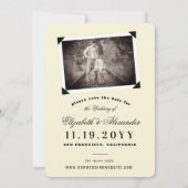 Houd kalm en bespaar de datum zwarte kartonnen gra aankondiging (Achterkant)