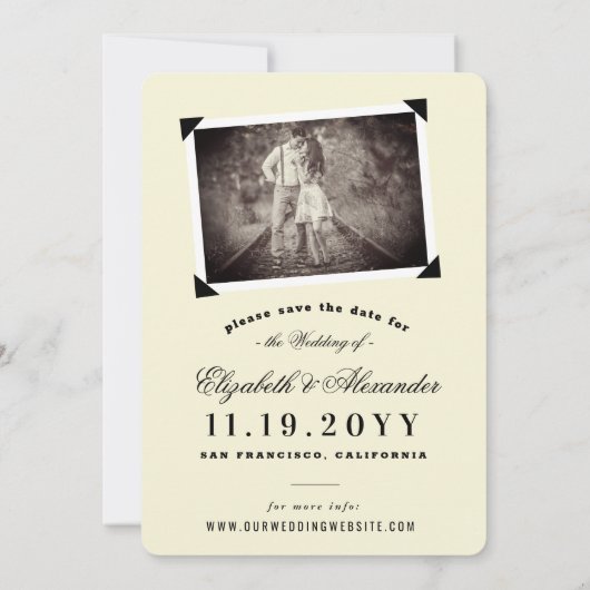 Houd kalm en bespaar de datum zwarte kartonnen gra aankondiging (Achterkant)