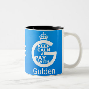 Houd kalm en betaal met ulden tweekleurige koffiemok