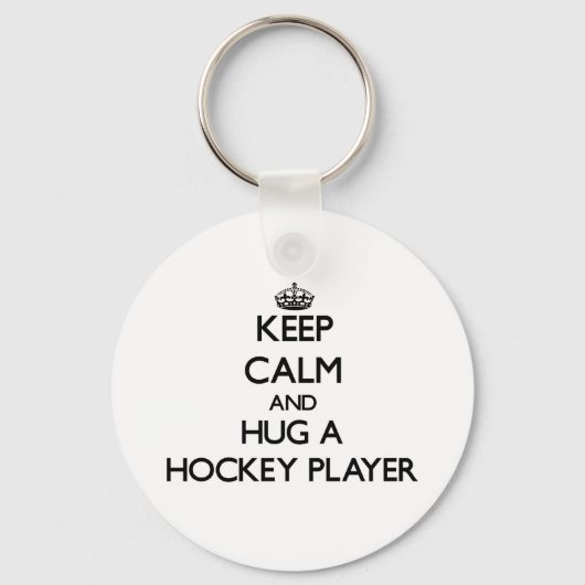 Houd Kalm en beug een Hockey Player Sleutelhanger (Voorkant)