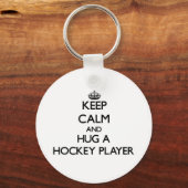 Houd Kalm en beug een Hockey Player Sleutelhanger (Voorkant)