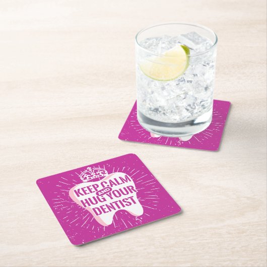 Houd kalm en beug uw tandarts kartonnen onderzetters (Insitu)