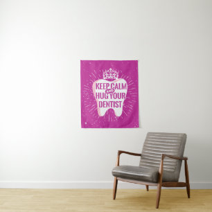 Houd kalm en beug uw tandarts wandkleed