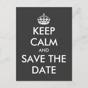 Houd kalm en bewaar de datum-briefkaart   Weddensc Aankondigingskaart