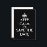 Houd kalm en bewaar de datum trouwkaarten save the date<br><div class="desc">Blijf kalm en bewaar de trouwkaarten. Grappige herinneringskaarten voor gasten. Moderne design sjabloon met kroonkroon logo. Geweldig voor bruiloft en andere evenementen.</div>