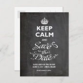 Houd kalm en bewaar de datum van het krullende Man Aankondigingskaart (Voorkant / Achterkant)