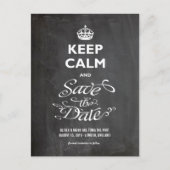 Houd kalm en bewaar de datum van het krullende Man Aankondigingskaart (Voorkant)