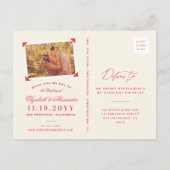 Houd kalm en bewaar de datum van het krullende Man Aankondigingskaart (Achterkant)