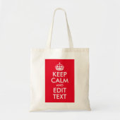 Houd kalm en bewerk tekst met uw achtergrondkleur tote bag (Voorkant)