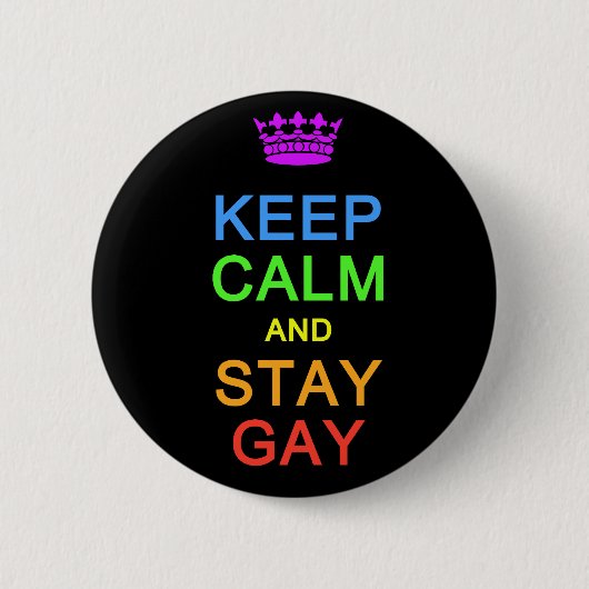 Houd kalm en blijf de knoop van de Gay Ronde Button 5,7 Cm (Voorkant)