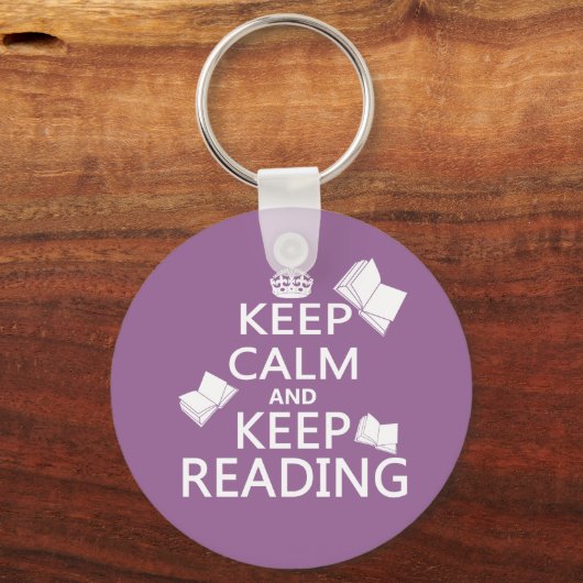 Houd kalm en blijf Lezen Sleutelhanger (Voorkant)