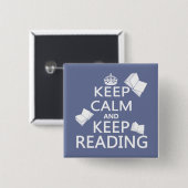 Houd kalm en blijf Lezen Vierkante Button 5,1 Cm (Voorkant /achterkant)