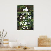 Houd kalm en Boerderij op Camouflage Poster (Keuken)