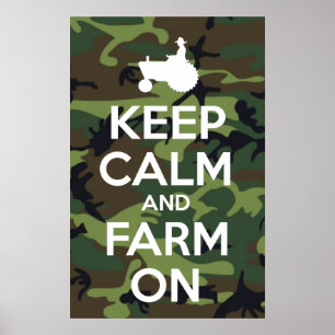 Houd kalm en Boerderij op Camouflage Poster