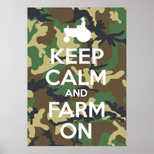 Houd kalm en Boerderij op Camouflage Poster