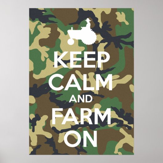 Houd kalm en Boerderij op Camouflage Poster (Voorkant)