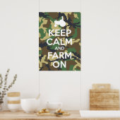 Houd kalm en Boerderij op Camouflage Poster (Keuken)