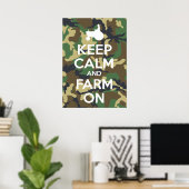 Houd kalm en Boerderij op Camouflage Poster (Thuiskantoor)