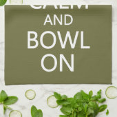 Houd kalm en Bowl op keukenhanddoeken voor aangepa (Gevouwen)