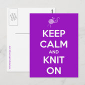 Houd Kalm en brei op Fuschia Briefkaart (Voorkant / Achterkant)