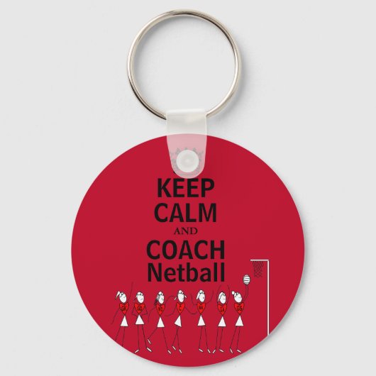 Houd kalm en Coach Netball-ontwerp Sleutelhanger (Voorkant)