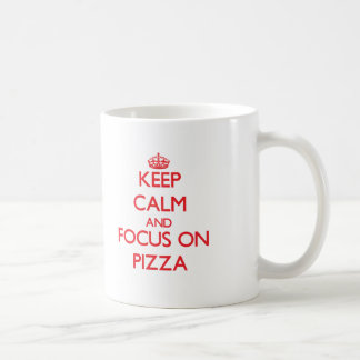 Houd kalm en concentreer me op Pizza Koffiemok